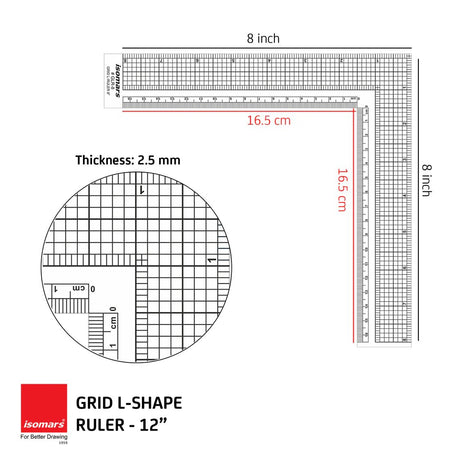 Isomars Grid L - Ruler For Tailoring and General Purpose |Quilting Rulers for Fashion Designing - Isomars