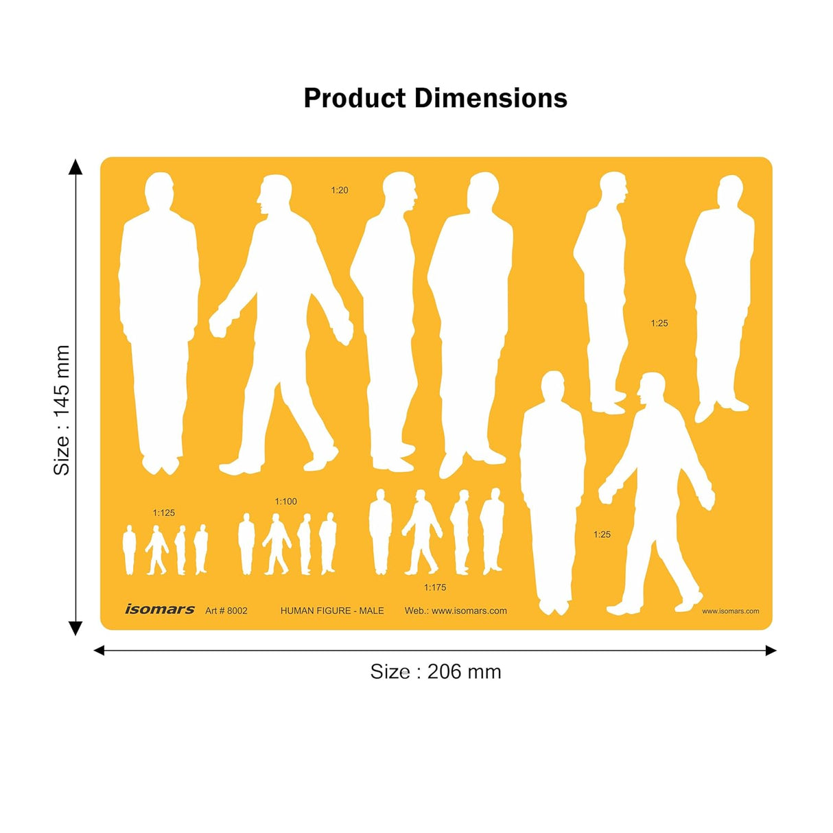 Isomars Human Figure Male & Female Template Combo, Multi Scale Architectural People Stencil Set with 40 Human Silhouettes in 1:20, 1:25, 1:100, 1:125 & 1:175 for Architecture, Interior Design, Urban Planning & Blueprint Rendering - Isomars