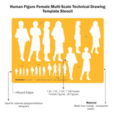 Isomars Human Figure Male & Female Template Combo, Multi Scale Architectural People Stencil Set with 40 Human Silhouettes in 1:20, 1:25, 1:100, 1:125 & 1:175 for Architecture, Interior Design, Urban Planning & Blueprint Rendering - Isomars