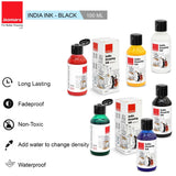 Isomars India Waterproof Drawing Ink, 100ml x 6 Colours, Fadeproof, Non-Toxic, Professional Art Supplies - Isomars