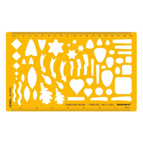 Isomars Jewellery Alpha Template 210 x 127mm for Jewellery Design - Isomars