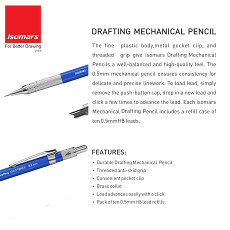 Isomars Jewellery Design Drawing & Drafting Template with 0.5mm Mechanical Pencil - Isomars