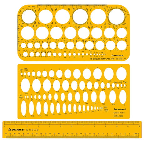 Isomars Jewellery Design Drawing & Drafting Template with 0.5mm Mechanical Pencil - Isomars