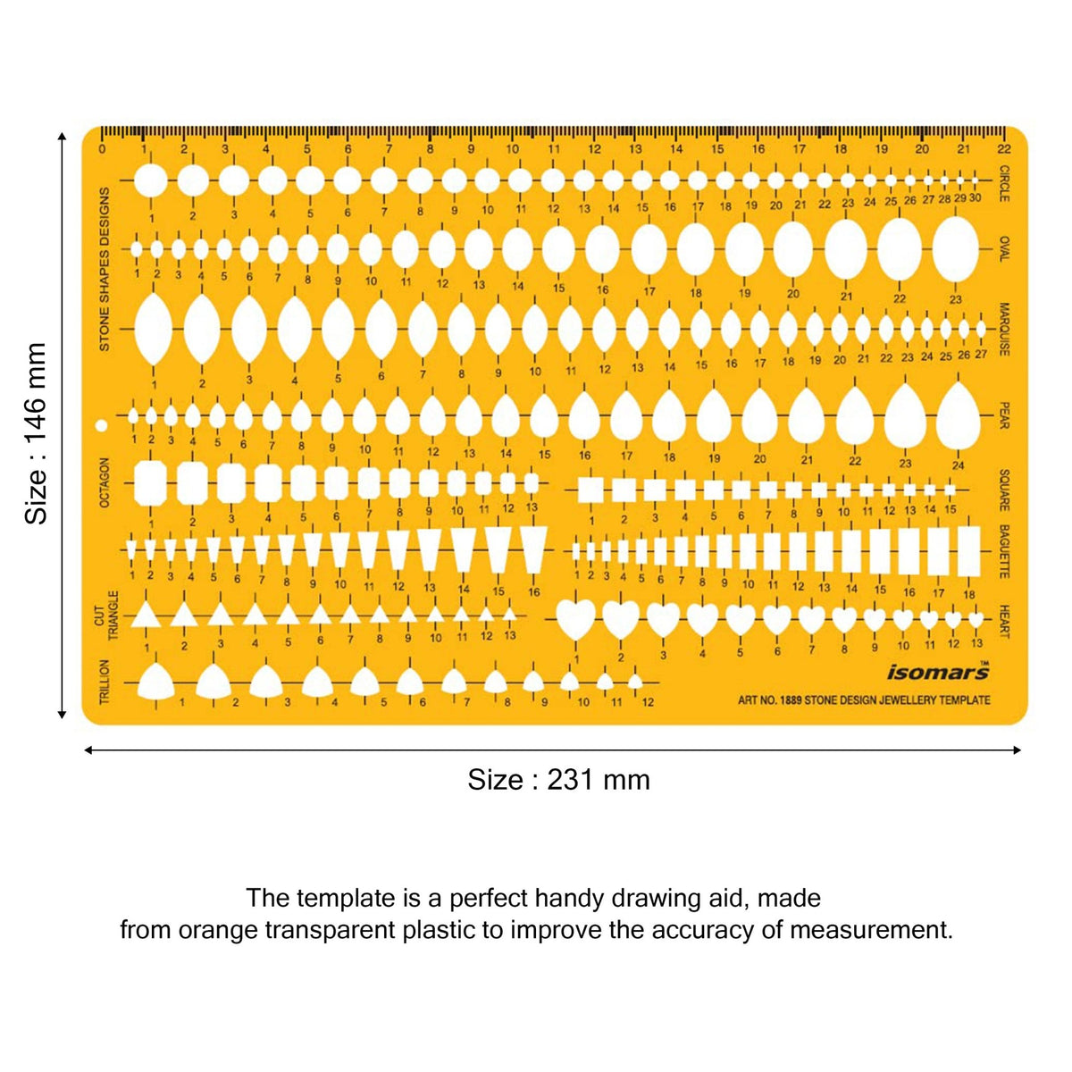 Isomars Jewellery Design Template Set of 2 – Gemstone Shape Stencils - Isomars