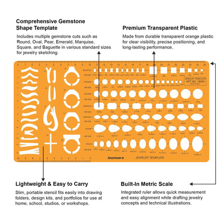 Isomars Jewellery Design Template Set of 2 – Gemstone Shape Stencils - Isomars