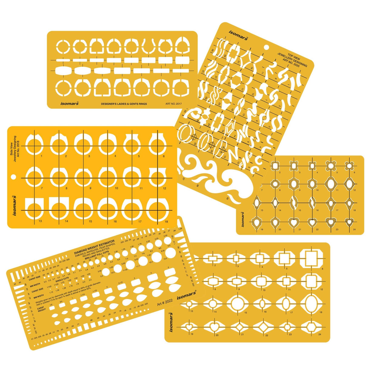 Isomars Jewellery Design Templates Set of 6 | Professional Stencils - Isomars