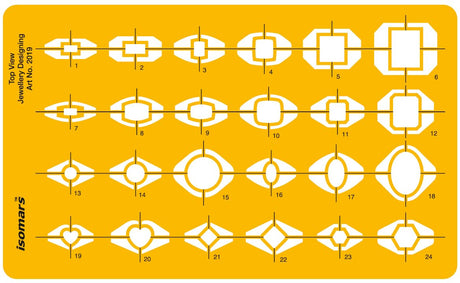 Isomars Jewellry Design Drawing Drafting Template Stencil Top View - 212 x 128mm - Isomars