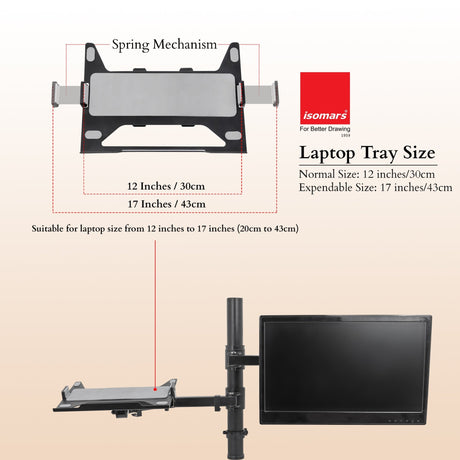 Isomars Laptop and Monitor Table Stand - Adjustable Height & Angles and Sides (Laptop & Monitor Mount) - Isomars