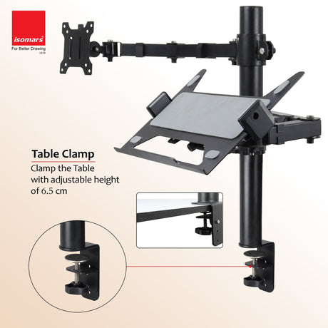 Isomars Laptop and Monitor Table Stand - Adjustable Height & Angles and Sides (Laptop & Monitor Mount) - Isomars
