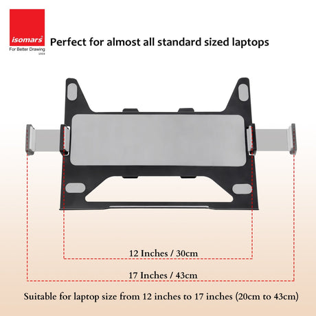 Isomars Laptop Mount Stand - Adjustable Height & Angles. Suitable for Laptop Size from 12 inches to 17 inches (30cm to 43cm). - Isomars