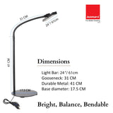 Isomars LED Desk Lamp for Computer Monitor & Laptop 24 Inch | Eye Friendly USB Study Light with Circular Base, Flexible Gooseneck, 3 Color Modes & 10 Brightness Levels for Reading, Office & Workbench - Isomars