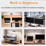 Isomars LED Desk Lamp for Computer Monitor & Laptop with Clamp 24 Inch | Eye Friendly USB Study Light, 3 Color Modes, 10 Brightness Levels for Reading, Studying, Working (White) - Isomars