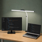Isomars LED Desk Lamp for Computer Monitor & Laptop with Clamp 24 Inch | Eye Friendly USB Study Light, 3 Color Modes, 10 Brightness Levels for Reading, Studying, Working (White) - Isomars