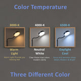 Isomars LED Study, Reading, Laptop, Computer,etc Desk Lamp with Clamp, Flexible Gooseneck, 3 Color Modes (Warm/Natural/Cool), Eye-Care Lighting (Black) - Isomars