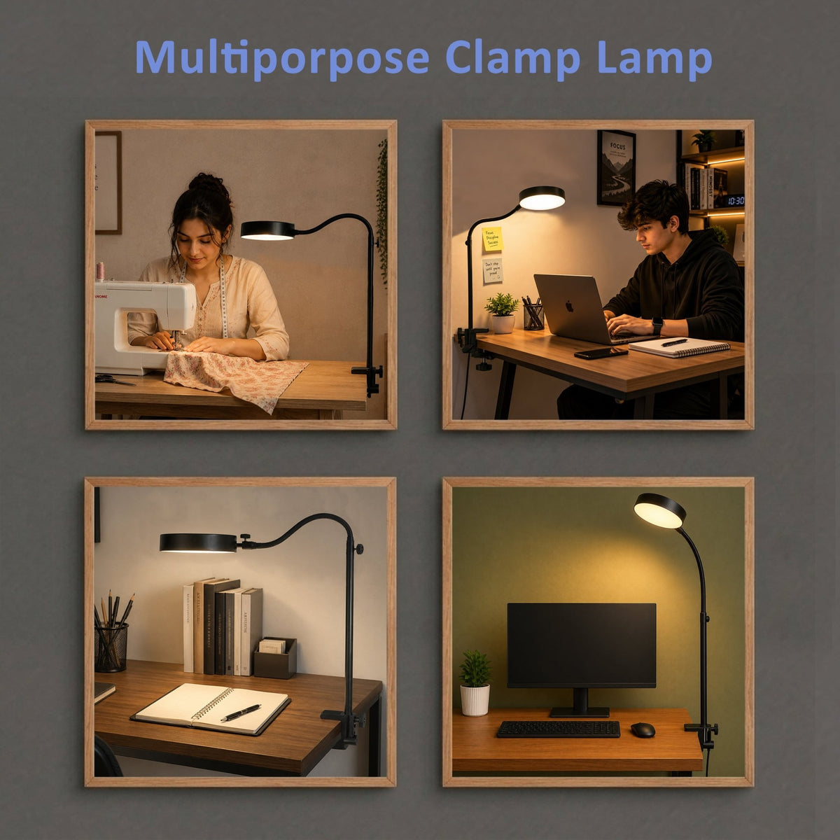 Isomars LED Study, Reading, Laptop, Computer,etc Desk Lamp with Clamp, Flexible Gooseneck, 3 Color Modes (Warm/Natural/Cool), Eye-Care Lighting (Black) - Isomars