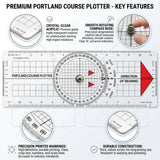 Isomars Marine navigation set with Portland course plotter and brass divider for accurate chart plotting and distance transfer - Isomars