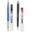 Isomars Mechanical Pencil 0.5mm And 2mm Combo - Clutch Pencils - Black And Blue With Lead And Eraser - Isomars