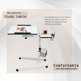 Isomars Metal 360° Rotatable Table Laptop Table Study Desk, Caster Lockable Wheels, & Height Adjustable for Breakfast Table, Work from Home & Online Classes - Isomars