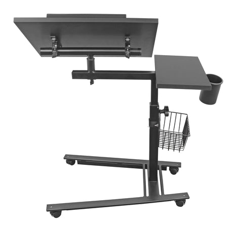 Isomars Metal 360° Rotatable Table Laptop Table Study Desk, Caster Lockable Wheels, & Height Adjustable for Breakfast Table, Work from Home & Online Classes (Black) - Isomars
