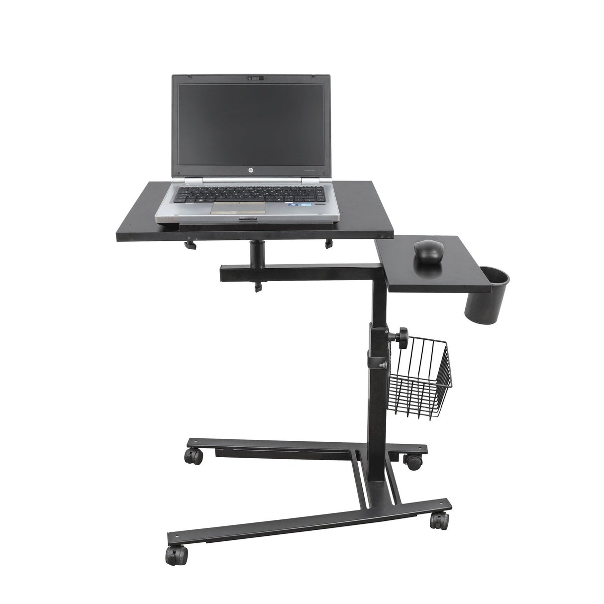 Isomars Metal 360° Rotatable Table Laptop Table Study Desk, Caster Lockable Wheels, & Height Adjustable for Breakfast Table, Work from Home & Online Classes (Black) - Isomars
