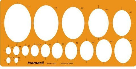 Isomars Metric Large Ellipse Ellipses Shapes Figure Symbols Drafting Drawing Template Stencil, Orange - Isomars
