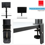 Isomars Monitor Mount Stand Single Screen - Adjustable Height & Angles - Isomars