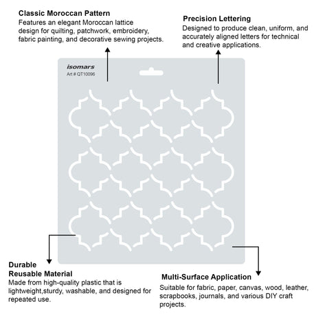 Isomars Moroccan Quilting Template Stencil for Patchwork & Sewing 10096 - Isomars