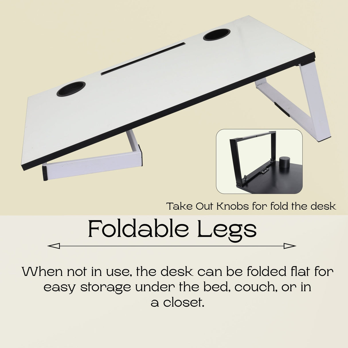 Isomars Multipurpose Bed Desk / Floor Desk Laptop Study Table for Work from Home, Online Classes, Card Games and Kid's Activities, Length - 76 cm, Width - 43 cm and Height - 25 cm (White) - Isomars