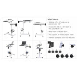Isomars Multipurpose Laptop Table Study Desk, Caster Lockable Wheels, & Height Adjustable for Breakfast Table, Work from Home & Online Classes (White) - Isomars