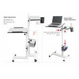 Isomars Multipurpose Laptop Table Study Desk, Caster Lockable Wheels, & Height Adjustable for Breakfast Table, Work from Home & Online Classes (White) - Isomars
