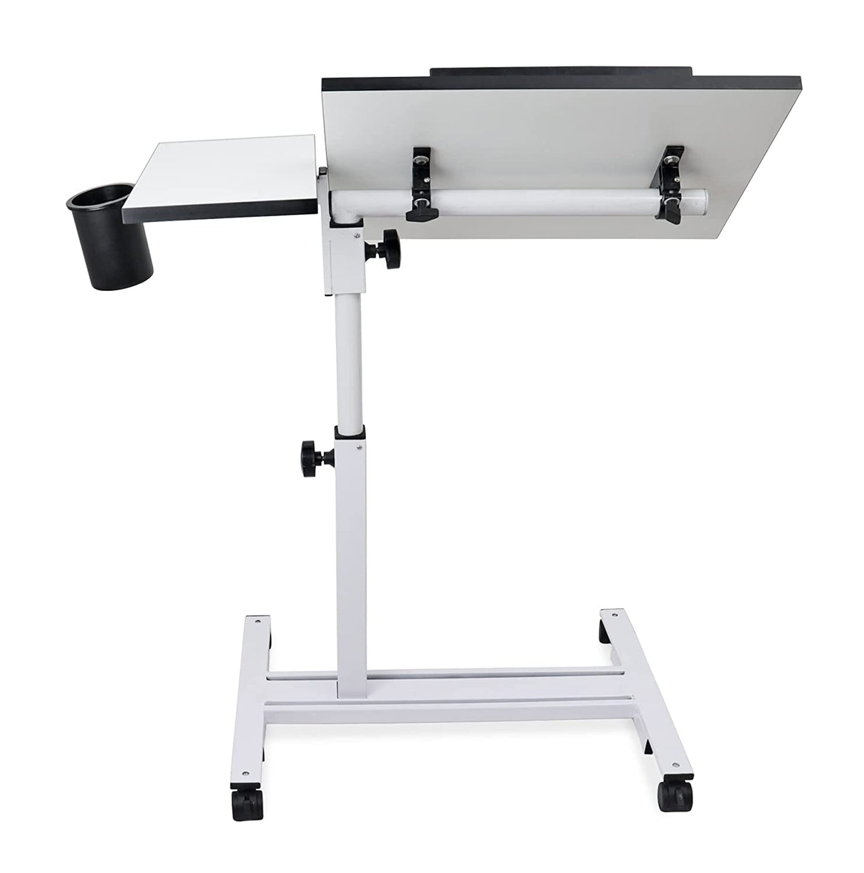 Isomars Multipurpose Laptop Table Study Desk, Caster Lockable Wheels, & Height Adjustable for Breakfast Table, Work from Home & Online Classes (White) - Isomars