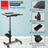 Isomars Multipurpose Laptop Table Study Desk, Lockable Wheels, & Adjustable Height And Angle For Breakfast Table, Wfh & Online Classes (Black) - Isomars
