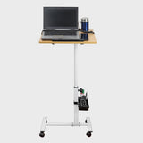 Isomars Multipurpose Laptop Table Study Desk, Lockable Wheels, & Adjustable Height and Angle for Breakfast Table, WFH & Online Classes (Wooden) - Isomars