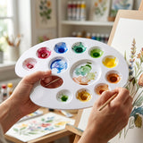 Isomars Oval Colour Palette, 12 Wells, Plastic Paint Mixing Tray - Isomars