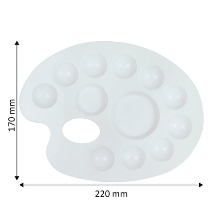 Isomars Oval Colour Palette, 12 Wells, Plastic Paint Mixing Tray - Isomars