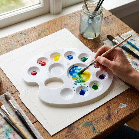 Isomars Oval Colour Palette, 12 Wells, Plastic Paint Mixing Tray - Isomars