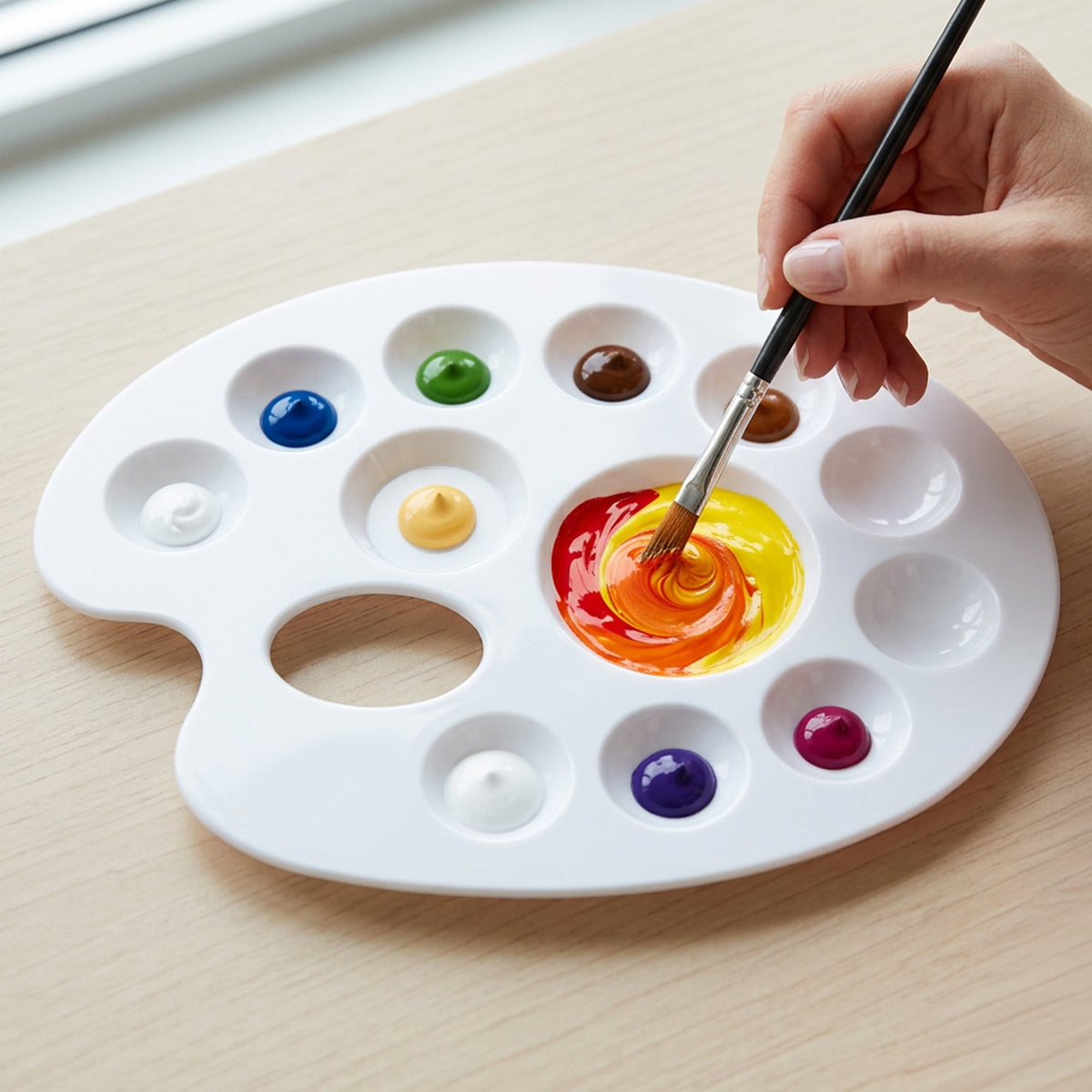Isomars Oval Colour Palette, 12 Wells, Plastic Paint Mixing Tray - Isomars