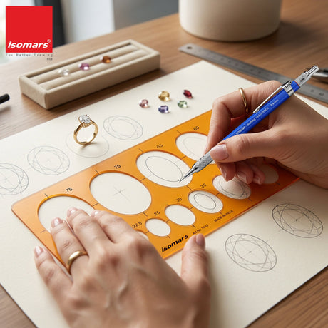 Isomars Oval Drawing Template Stencil | Transparent Ellipse Drafting Template with Multiple Oval Sizes | Geometry & Technical Drawing Tool for Architects, Engineers, Designers, Artists & Students - Isomars