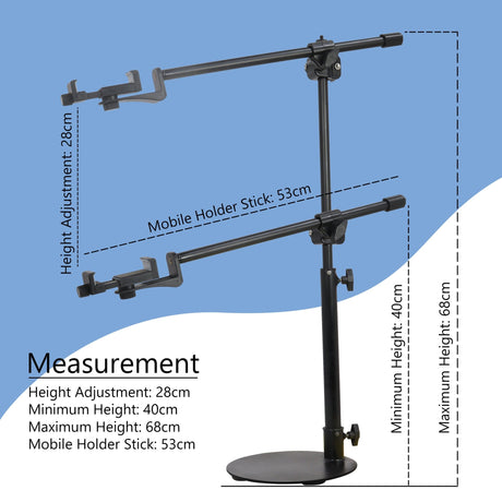 ISOMARS Overhead Mobile Photography Stand with Circular Base, 360° Adjustable Arm with Height Adjustment, Overhead Floor Mobile Stand for Photography, Videography from Overhead Position. - Isomars