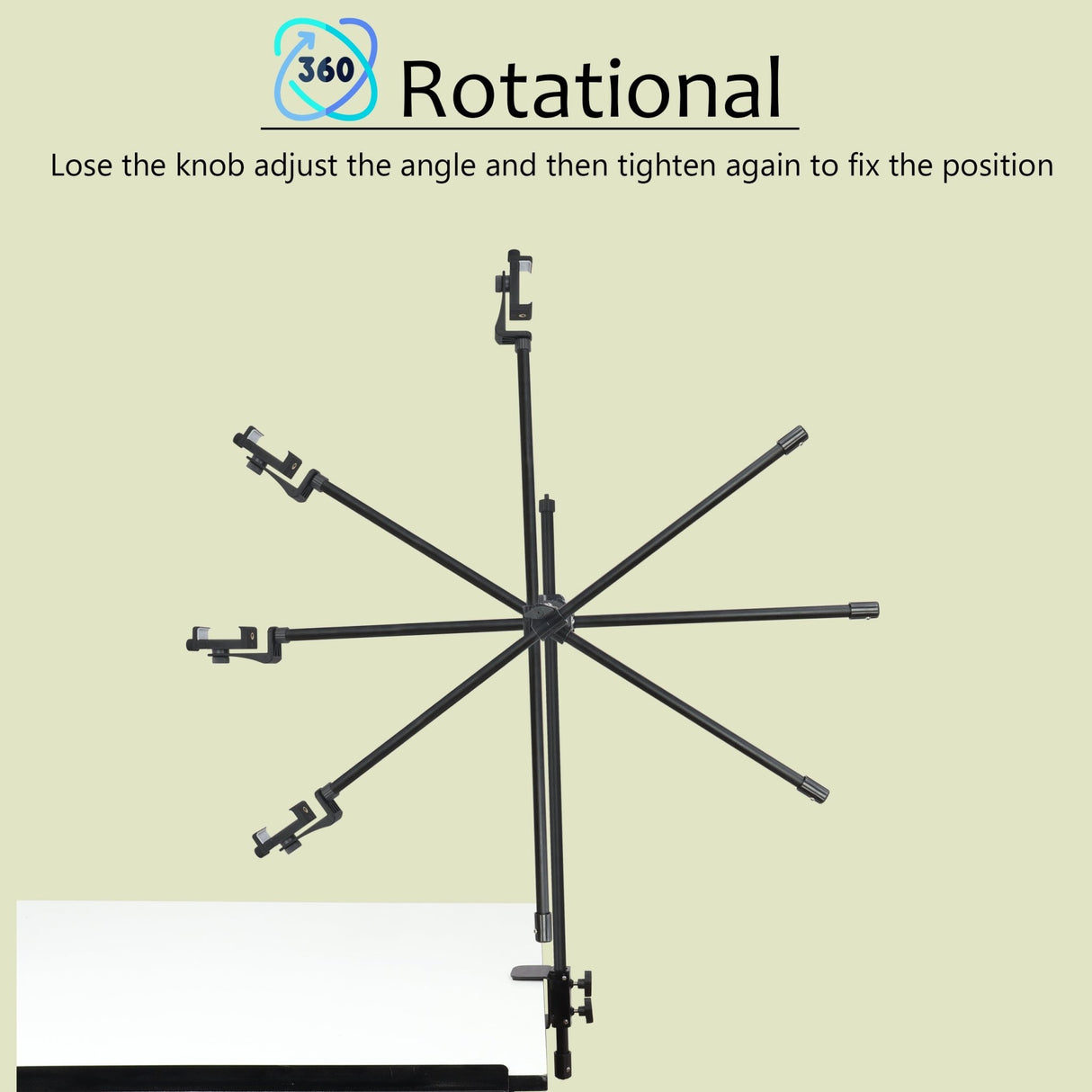 Isomars Overhead Mobile Stand for Photography & Videography, Table Holding clamp, 360°Adjustable Arm with Height Adjustment, Stand Height Adjustment top to Bottom, Overhead Photos of Products - Isomars