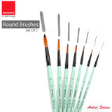 Isomars Paint Brushes Round Brush Set of 7 | Professional Synthetic Pointed Artist Brushes for Acrylic, Oil, Watercolor & Mixed Media Painting | Ideal for Artists, Students & Hobbyists - Isomars