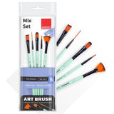 Isomars Paint Brushes Set of 5 Mixed Professional Brushes | Synthetic Artist Brush Assortment for Acrylic, Oil, Watercolor & Mixed Media Painting | Filbert, Fan, Round Liner, Flat & Round - Isomars
