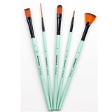 Isomars Paint Brushes Set of 5 Mixed Professional Brushes | Synthetic Artist Brush Assortment for Acrylic, Oil, Watercolor & Mixed Media Painting | Filbert, Fan, Round Liner, Flat & Round - Isomars