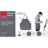 Isomars Painter’s Apron Grey Canvas Art Apron for Artists, Painters, Students & Crafters | Durable Protective Studio Apron with 3 Pockets | Regular Size 23.5 x 24.5 Inch - Isomars