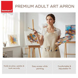 Isomars Painter’s Apron Grey Natural Canvas Art Apron with 3 Pockets | Full Coverage Protective Artist Apron for Painting, Pottery, Craft, DIY & Studio Work | Large 25.5 x 36.5 Inch - Isomars