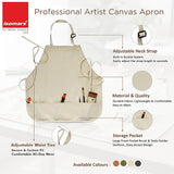 Isomars Painter’s Apron Grey Natural Canvas Art Apron with 3 Pockets | Full Coverage Protective Artist Apron for Painting, Pottery, Craft, DIY & Studio Work | Large 25.5 x 36.5 Inch - Isomars