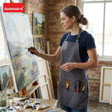 Isomars Painter’s Apron Large - Grey Canvas Art Apron with Front Pockets - Isomars