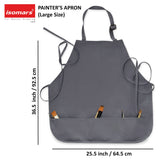Isomars Painter’s Apron Large - Grey Canvas Art Apron with Front Pockets - Isomars