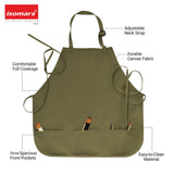 Isomars Painter’s Apron, Regular, 10 oz Cotton Canvas, 3 Pockets, Green - Isomars