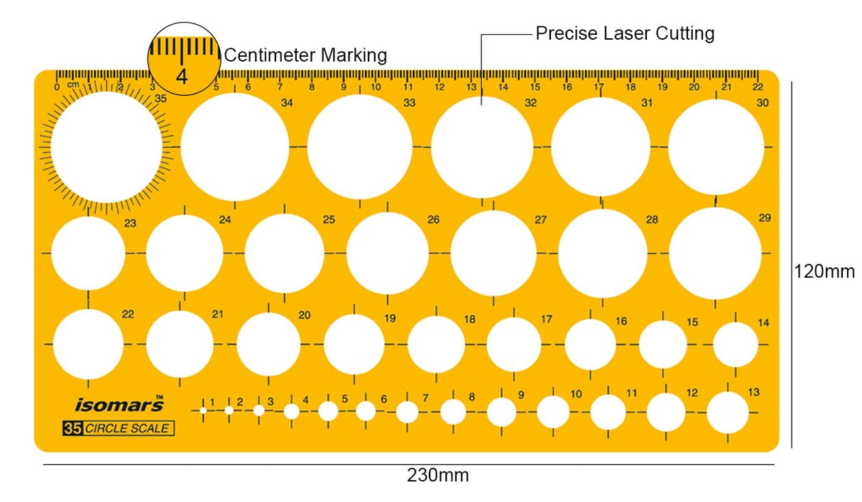 Isomars Pro Circle Small (16 Circles), Pro Circle Big (25 Circles) with Circle Template (35 Circles) | Ideal for Mandala Art | Engineering & Architect Drafting Students - Isomars